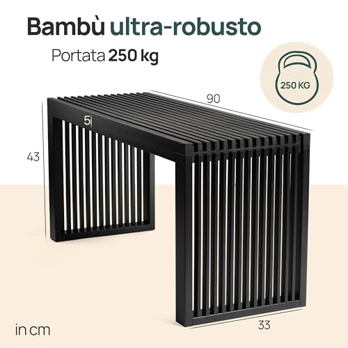 Panca in bambù nero senza schienale - immagine 3