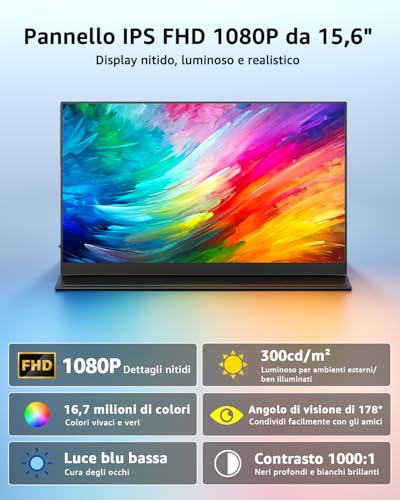 Monitor Portatile Yodoit 15,6" IPS FHD - immagine 6