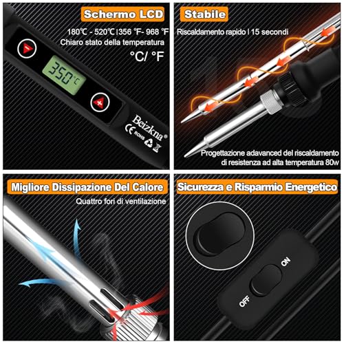 Kit Saldatore a Stagno 80W LCD Regolabile - immagine 2