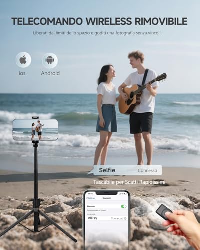 Treppiede Smartphone 180cm con Telecomando Wireless - immagine 2
