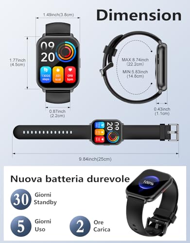 RUIMEN Smartwatch Uomo Donna Chiamate Bluetooth - immagine 1