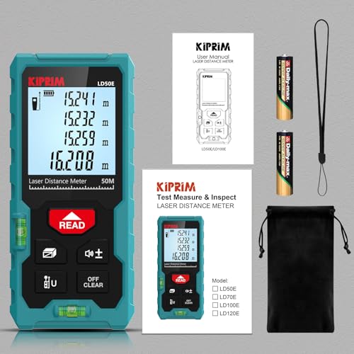 Misuratore Laser Kiprim 50M con LCD e Bolla - immagine 7