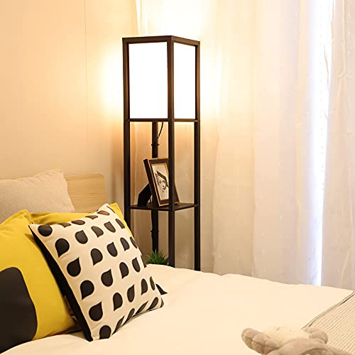 Lampada da Terra con Scaffale in Legno - immagine 1
