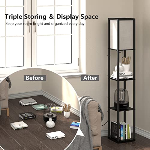 Lampada da Terra con Scaffale in Legno - immagine 2