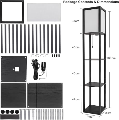 Lampada da Terra con Scaffale in Legno - immagine 4