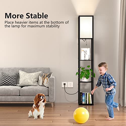 Lampada da Terra con Scaffale in Legno - immagine 5