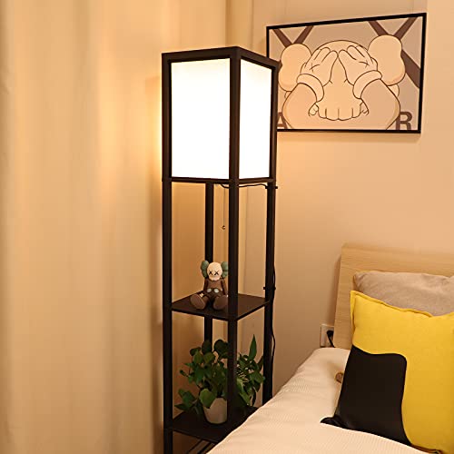 Lampada da Terra con Scaffale in Legno - immagine 6