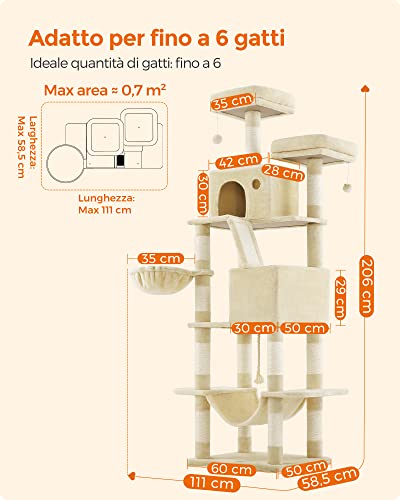Feandrea Albero per Gatti XXL 206 cm - immagine 6