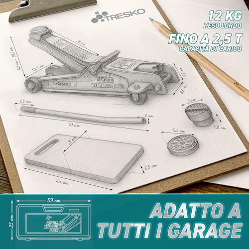 TRESKO Cric idraulico 2,5T con valigetta - immagine 1