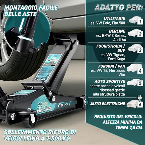 TRESKO Cric idraulico 2,5T con valigetta - immagine 2