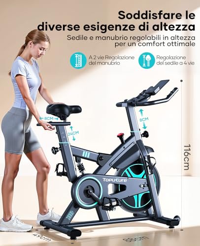 Cyclette Toputure con App e 100 Livelli di Resistenza - immagine 6