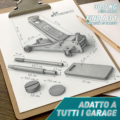 TRESKO Cric idraulico 3T verde - immagine 1