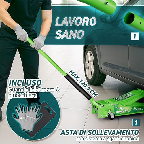 TRESKO Cric idraulico 3T verde - immagine 3