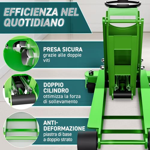 TRESKO Cric idraulico 3T verde - immagine 4