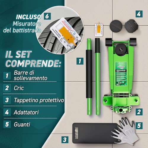 TRESKO Cric idraulico 3T verde - immagine 5