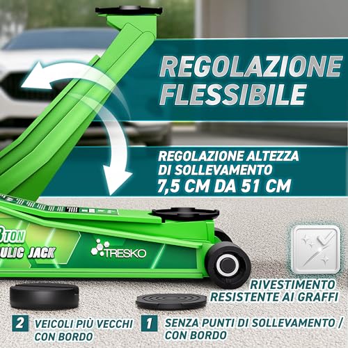 TRESKO Cric idraulico 3T verde - immagine 6