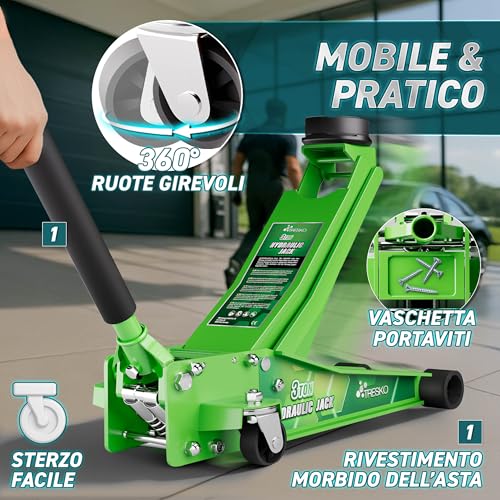 TRESKO Cric idraulico 3T verde - immagine 7