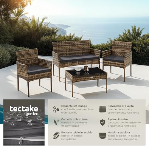 Set da Giardino in Rattan, 4 Posti - tectake - immagine 1
