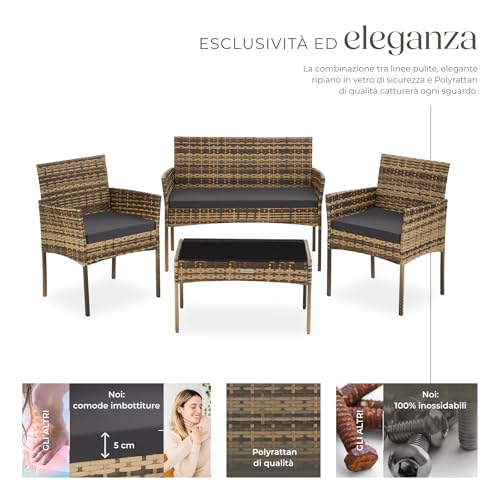 Set da Giardino in Rattan, 4 Posti - tectake - immagine 2