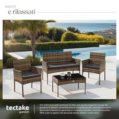 Set da Giardino in Rattan, 4 Posti - tectake - immagine 3