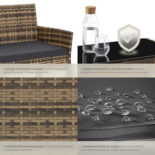 Set da Giardino in Rattan, 4 Posti - tectake - immagine 4