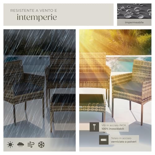 Set da Giardino in Rattan, 4 Posti - tectake - immagine 6