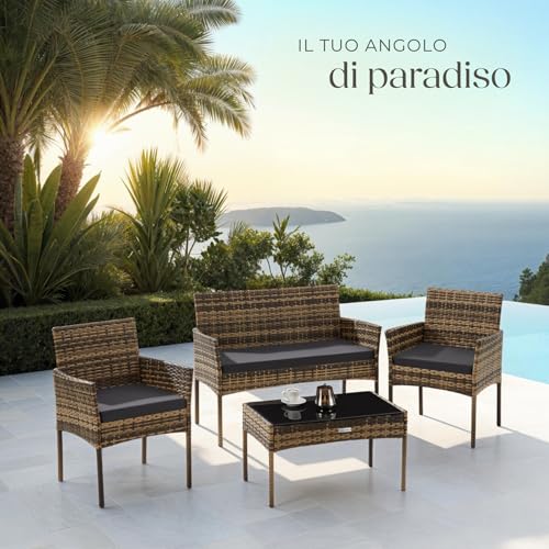 Set da Giardino in Rattan, 4 Posti - tectake - immagine 7
