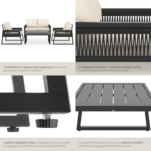 Set Salottino da Giardino Tectake in Alluminio - immagine 4
