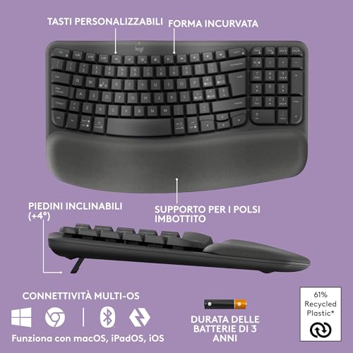 Logitech Wave Keys tastiera wireless ergonomica - immagine 6