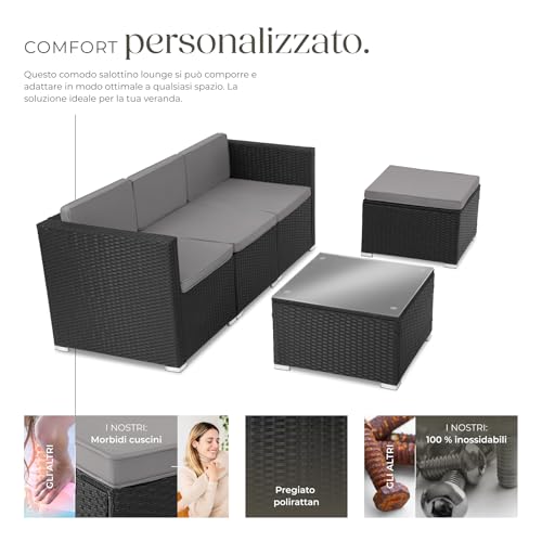 Set salottino in Rattan nero per giardino - immagine 2