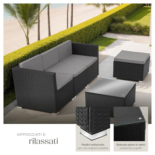 Set salottino in Rattan nero per giardino - immagine 3