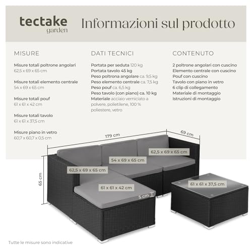 Set salottino in Rattan nero per giardino - immagine 5