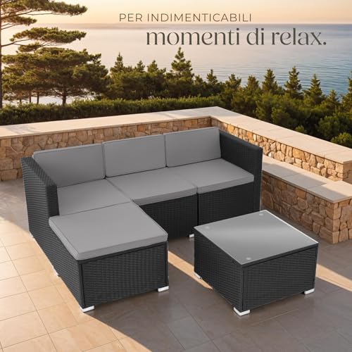 Set salottino in Rattan nero per giardino - immagine 7