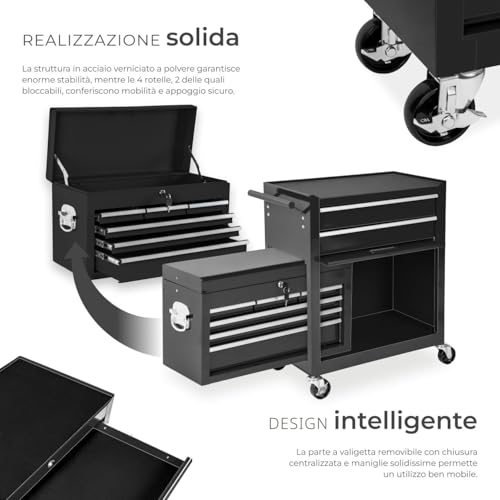 Carrello Portautensili Officina Nero - immagine 3