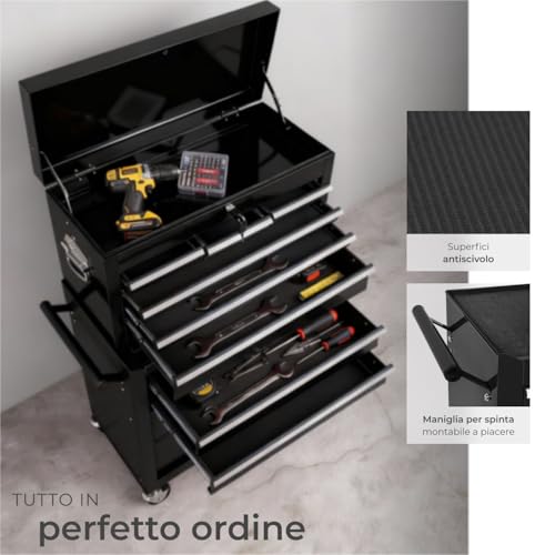 Carrello Portautensili Officina Nero - immagine 5