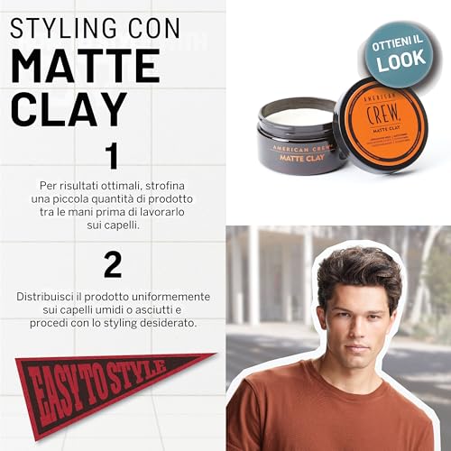 American Crew Matte Clay, Cera Capelli Uomo 85g - immagine 3