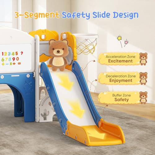 Scivolo per bambini con canestro da basket, 6 in 1 - immagine 1