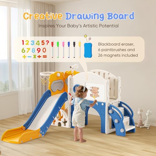 Scivolo per bambini con canestro da basket, 6 in 1 - immagine 4