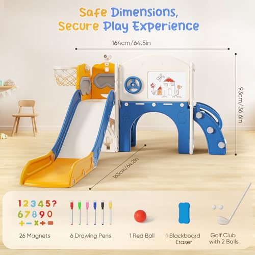 Scivolo per bambini con canestro da basket, 6 in 1 - immagine 6