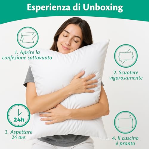 Flowen Cuscini Letto Coppia di Guanciali 50x80 - immagine 1
