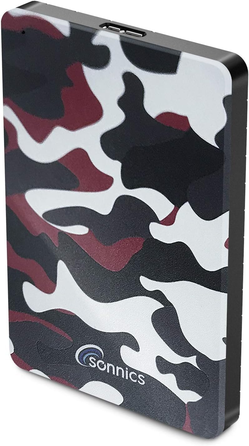 Sonnics 500GB USB 3.0 Hard Disk Esterno Portatile Rosso Camo