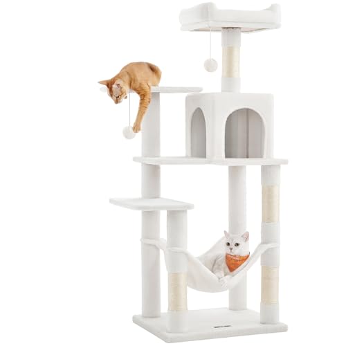 Feandrea Albero Tiragraffi per Gatti 143 cm, Bianco Crema