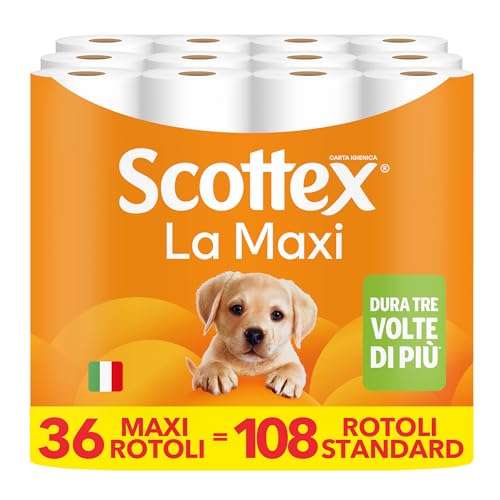 Scottex Carta Igienica La Maxi, 36 Rotoli da 500 Strappi
