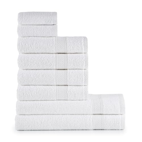 Set Asciugamani Bagno Bianchi in Cotone