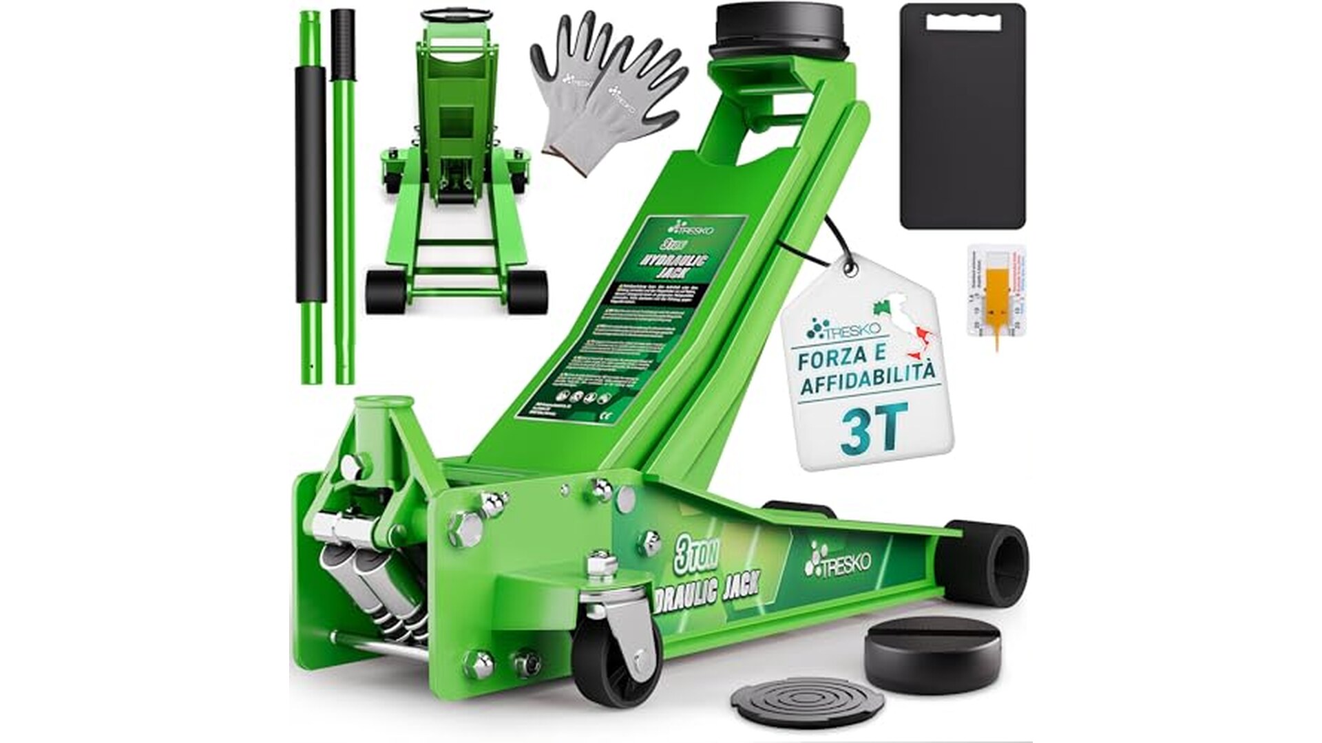TRESKO Cric idraulico 3T verde