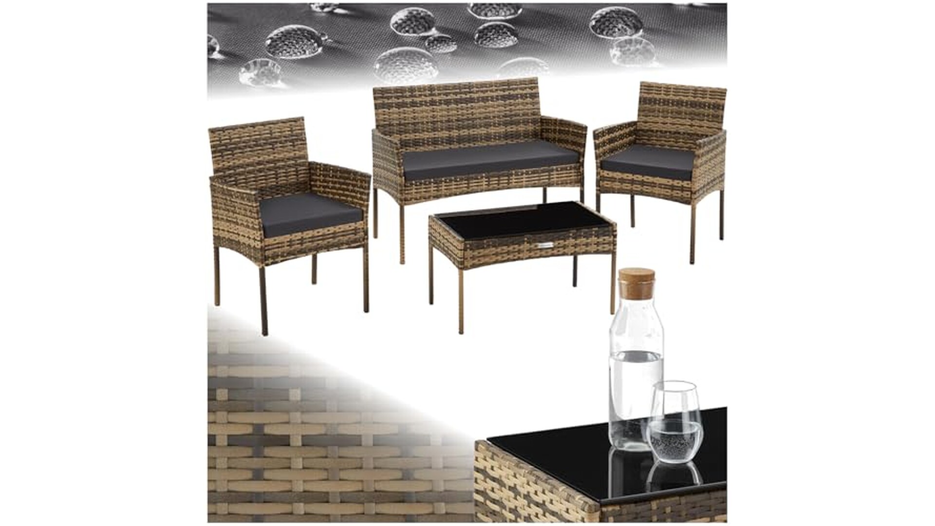Set da Giardino in Rattan, 4 Posti - tectake