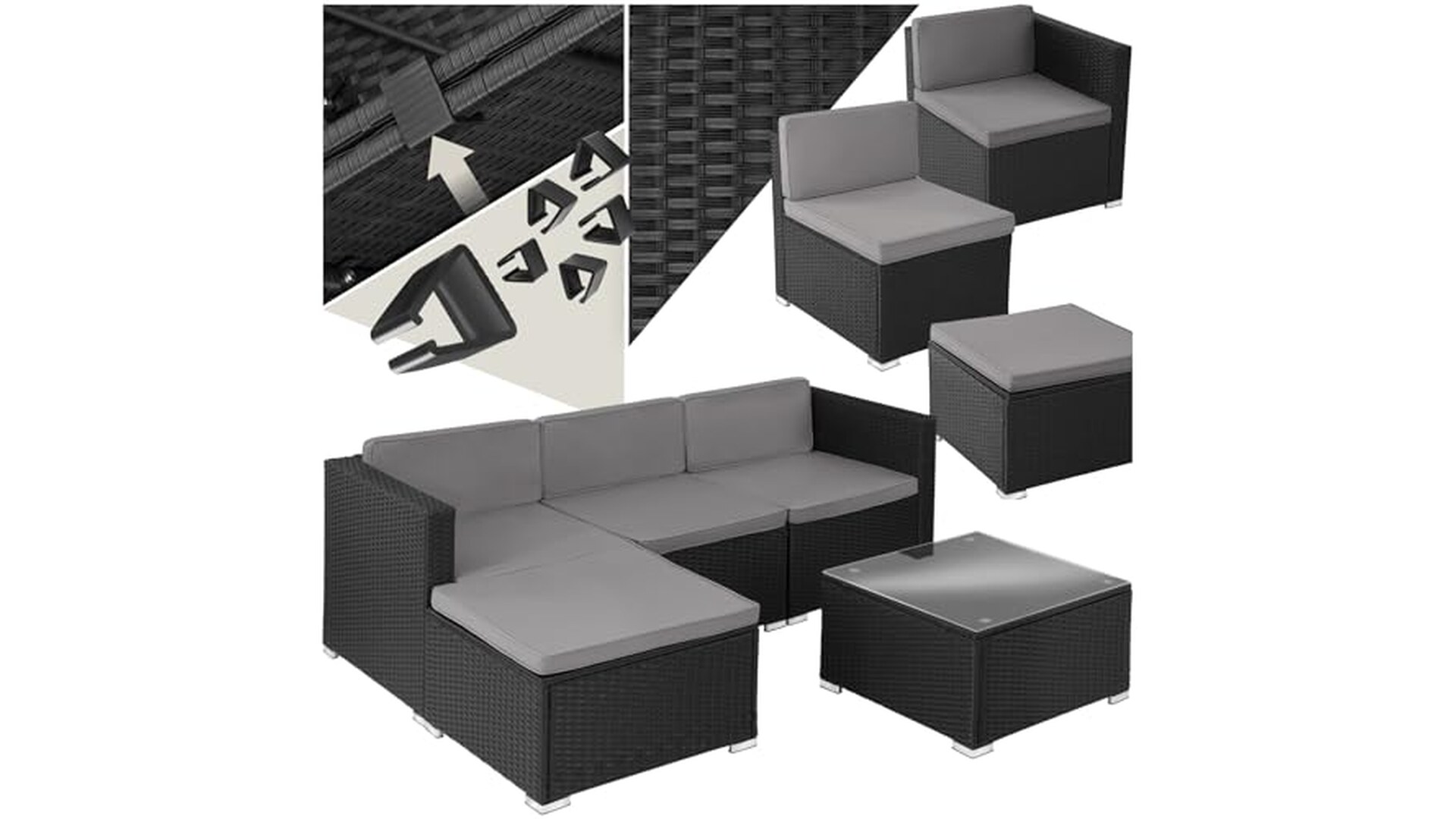 Set salottino in Rattan nero per giardino