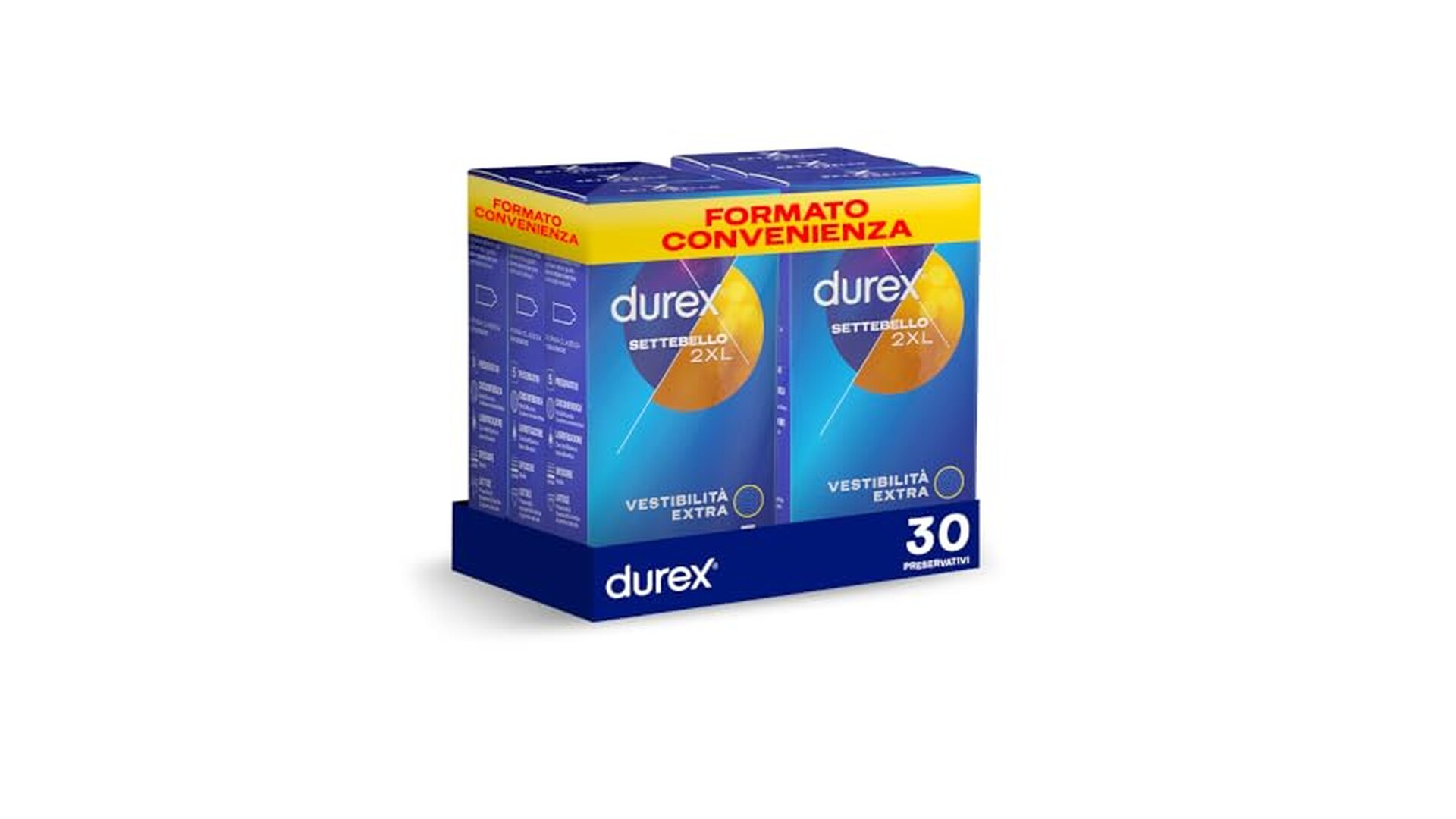 Durex Settebello XXL - Preservativi 2XL, Confezione da 30