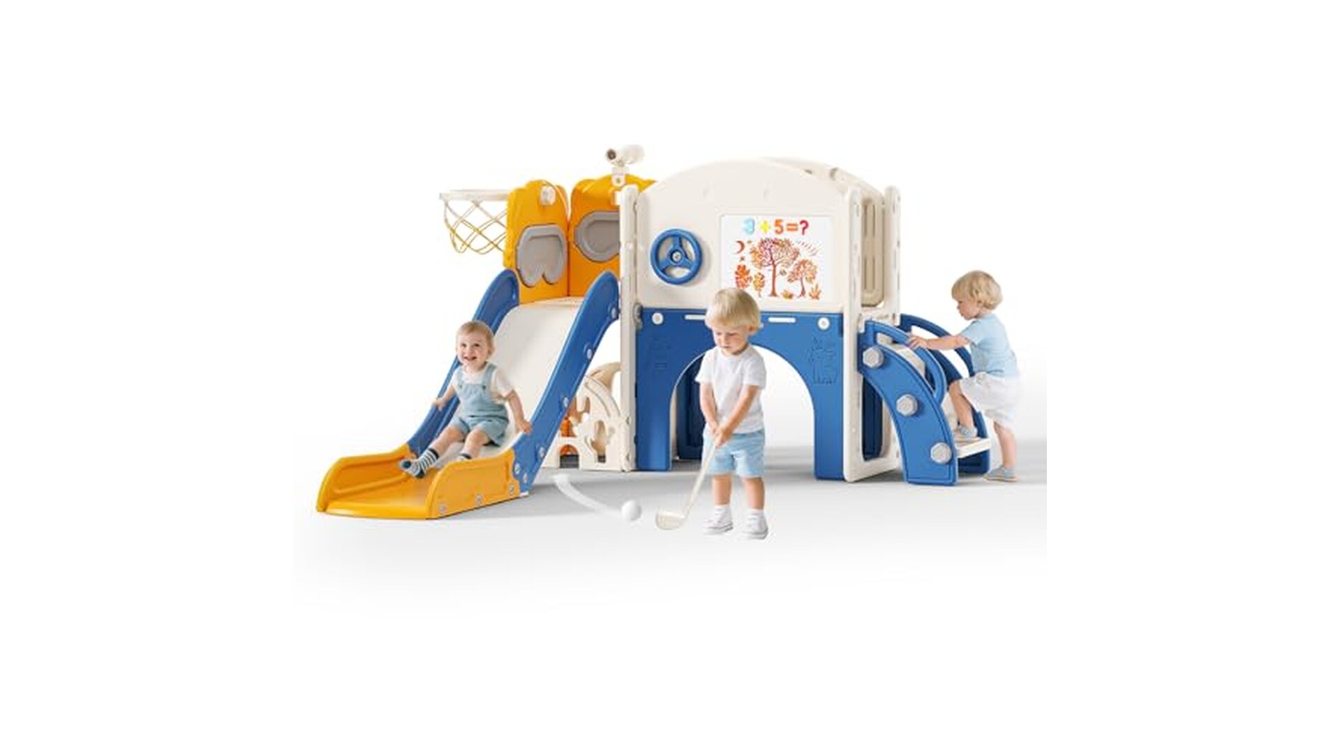 Scivolo per bambini con canestro da basket, 6 in 1