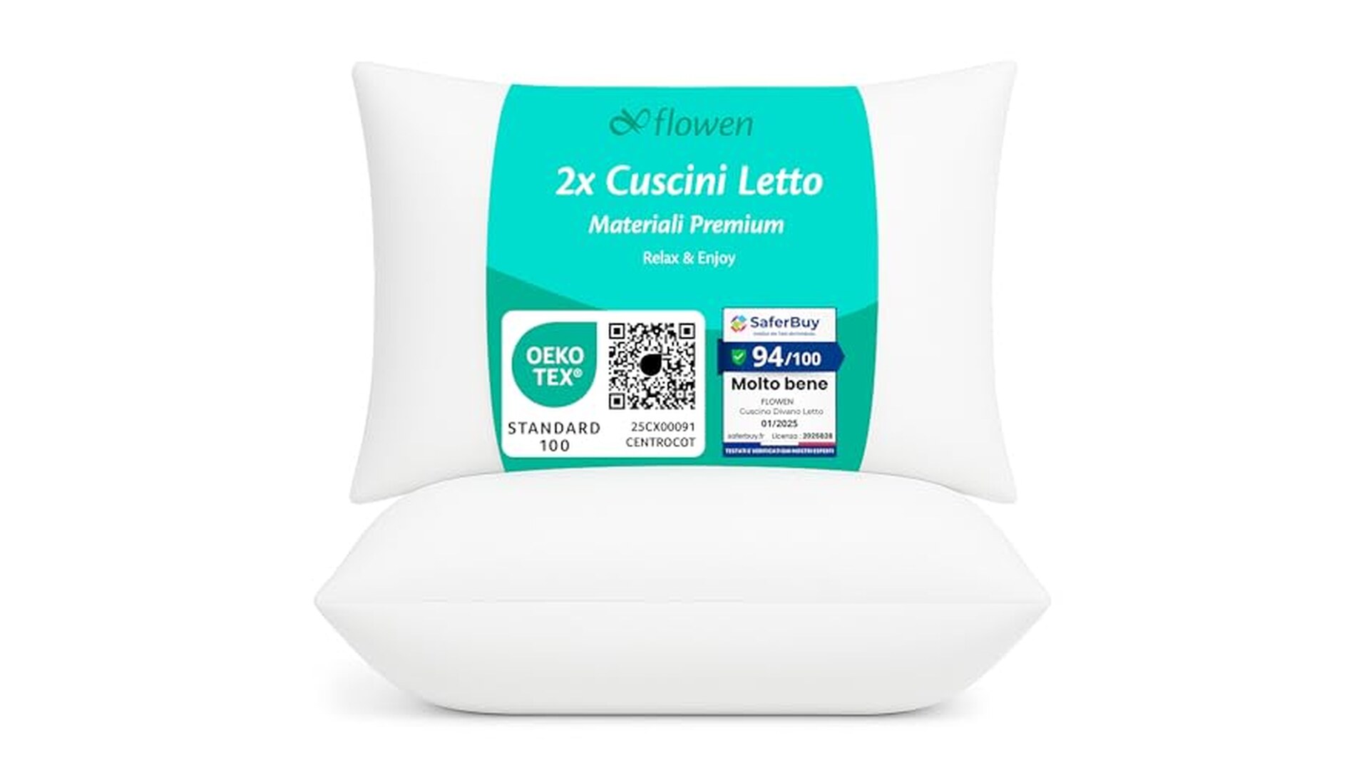 Flowen Cuscini Letto Coppia di Guanciali 50x80
